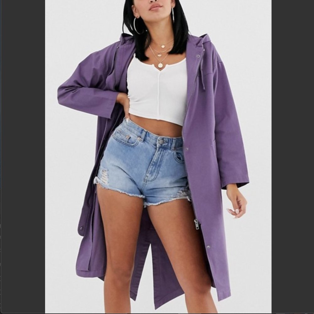 Asos Design Longline Parka in Purple/Mauve - Sz. 6